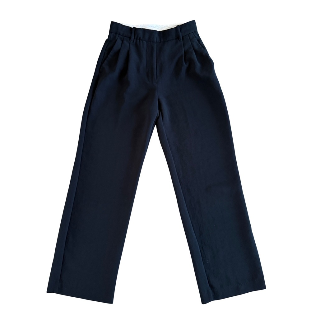 Wilfred Aritzia Black Pleated High Waisted Straight Leg Trousers Pants Size 0